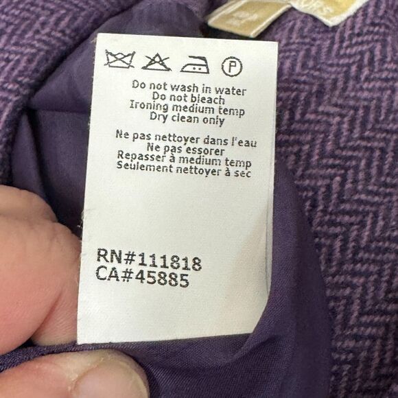 Michael Kors Made In Italy Dress Womens 6 Purple Violet Wool Herringbone Jumper - Picture 9 of 14